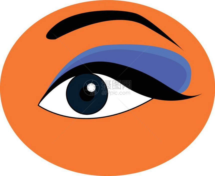 美丽的眼容化妆有形眉眼线和蓝色影矢量彩绘画或插图图片