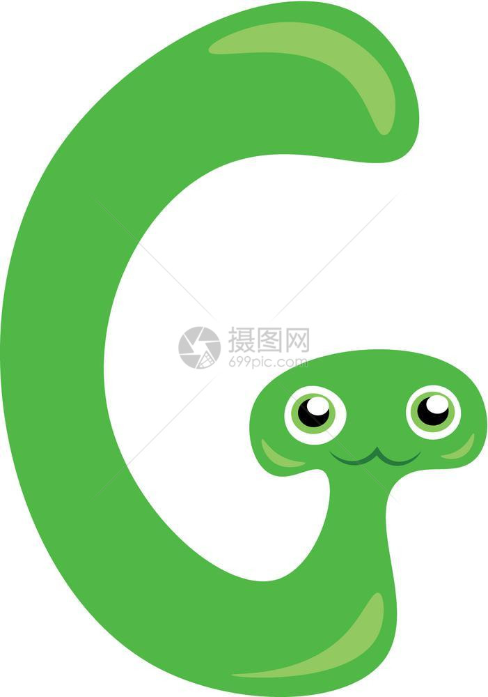 G矢量颜色绘图或插的绿色蛇形字母图图片