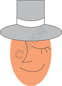 具有长灰色顶帽子矢量颜色绘图或插的oval形状脸部图片