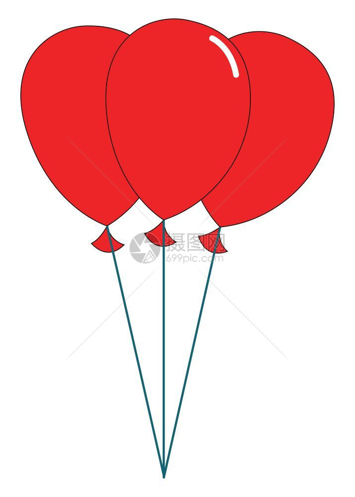 卡通红色气球矢量设计插图图片
