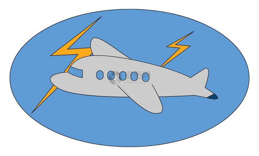 小型飞机以雷鸣和照明向量彩色图画或插飞行图片