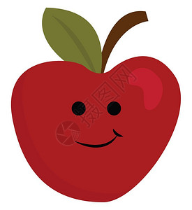 一个快乐和新鲜的红苹果矢量彩色绘画或插图图片