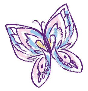 在紫罗兰冷冻向量彩色绘画或插图中一只可爱的蝴蝶图片
