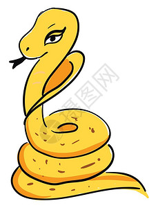 一切很美黄色长蛇眼睛矢量颜色图画或插很美插画