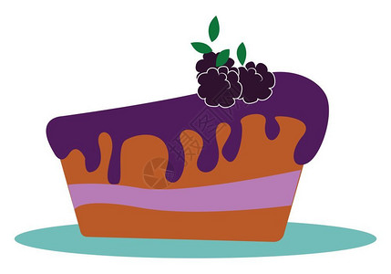 一个大莓蛋糕上面有很多新鲜樱桃矢量彩色画或插图图片