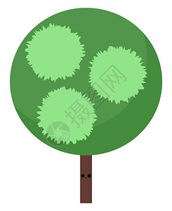 多枝的圆形的一棵很大绿树有多枝矢量彩色图画或插插画