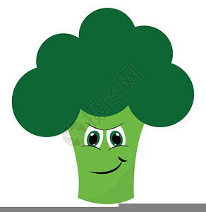 绿色的新鲜花椰菜配有微笑向量彩色图画或插背景图片