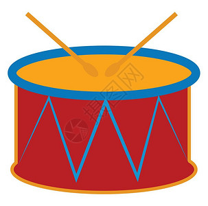 彩色的鼓玩具有很多颜色和棍子矢量彩色绘画或插图图片