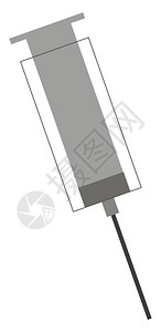 平面灰色注射器它是空的向量彩色绘图或插图片