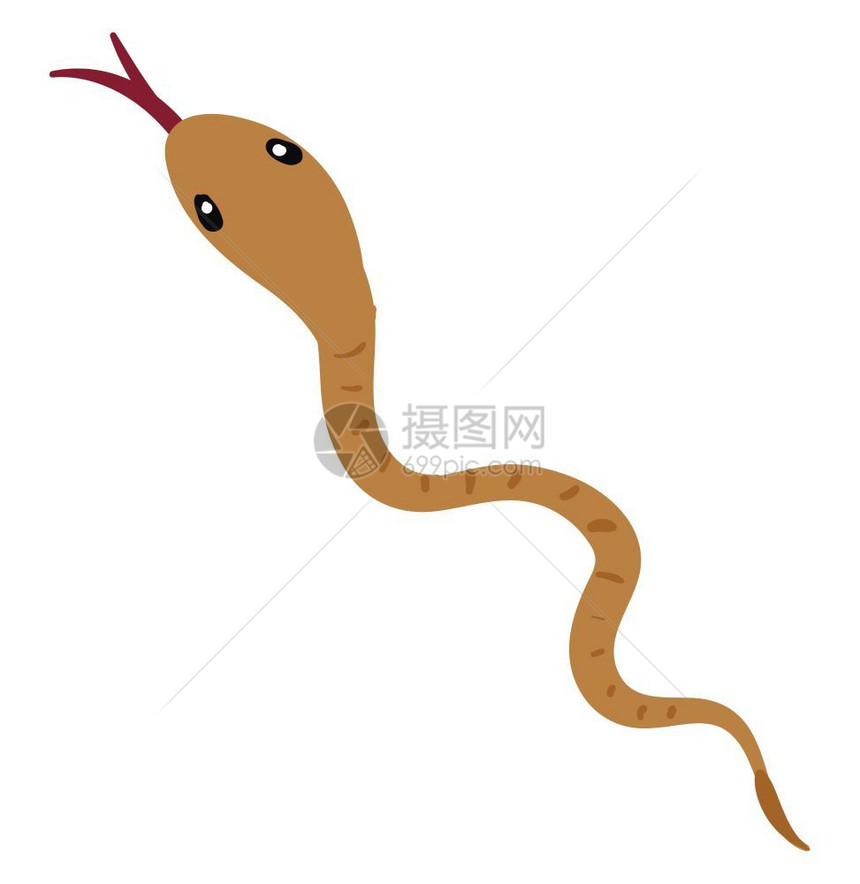 扁黄蛇长红色舌头矢量彩色绘画或插图图片