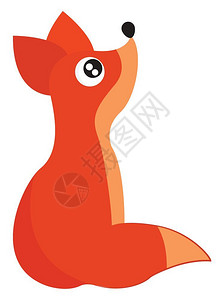 亮橙色的小狐狸一只可爱的小狐狸头抬起来插画