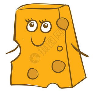 一大块奶酪有微笑的脸矢量彩色画或插图图片