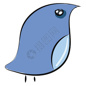 鸟标本一只蓝色的小鸟有着奥瓦尔形的身体刺似黑色的腿尖标本已经转向左侧而站立向量彩色画或插图插画