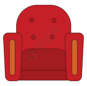用棉制成的单座红臂椅配有填充物和软垫增加舒适感使人们能够放松奢侈品病媒彩色绘画或插图插画