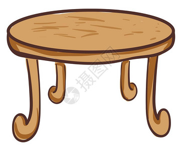 木制桌子有摇摆式腿能加强经典外观和桌面以显示物品或提供点心并以家庭向量彩色绘画或插图的形式享受美食插画