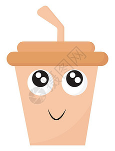 咖啡品牌一个可爱的小脸蛋笑着眼睛向左翻转量彩色画或插图插画
