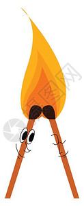 硫磺冠火柴的卡通画点亮在一起矢量彩色画或插图插画