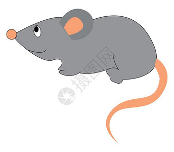 一只快乐的老鼠戴有粉红色耳朵的眼镜矢量彩色画或插图图片