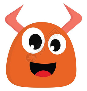 大脚怪一个快乐的橙色怪物有着大眼睛和角矢量彩色画或插图插画