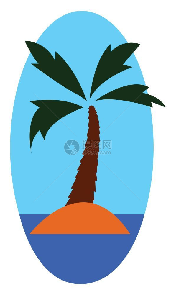 海滩上的的棕榈树矢量插画图片
