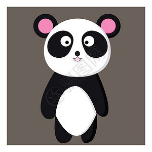 一个快乐的熊猫卡通眼睛向量彩色画或插图都有大黑斑图片