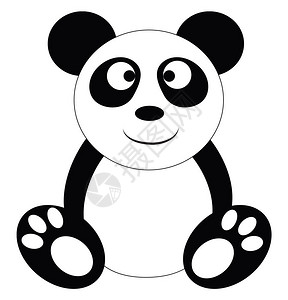 一只快乐的坐着熊猫眼睛向量彩色画或插图都有黑斑插画