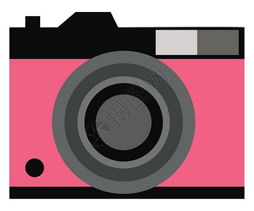 粉色摄影用粉色和黑向量彩绘画或插图制作一个可爱的滑稽相机插画