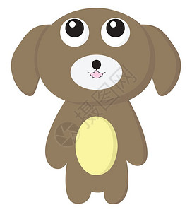 一只可爱的小狗眼睛大向量画彩或插图图片