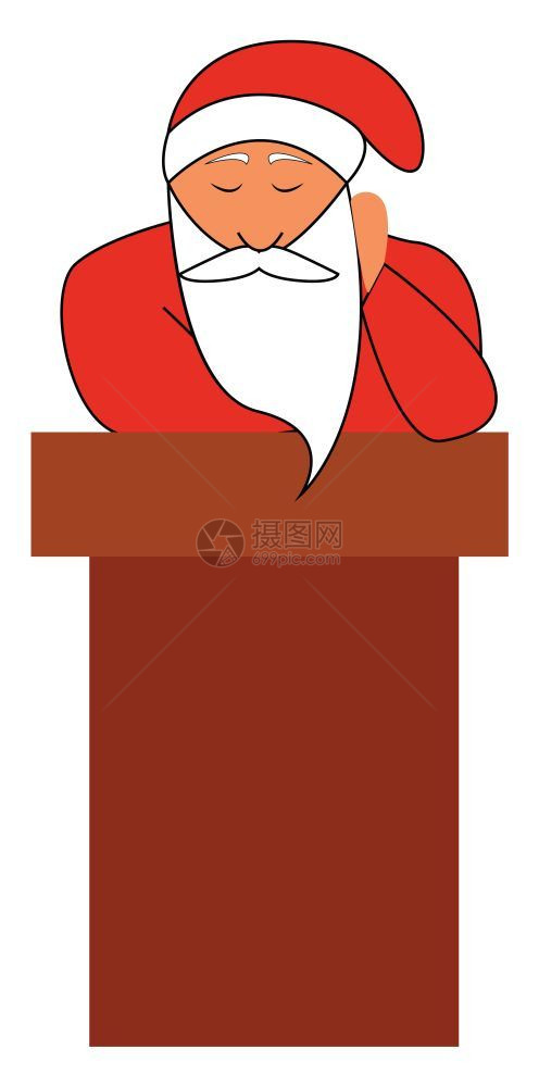 一个站着睡觉的圣诞老人向量彩色画或插图图片