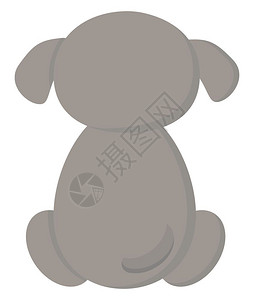 一个小可爱的坐狗矢量彩色画或插图的背部姿势图片