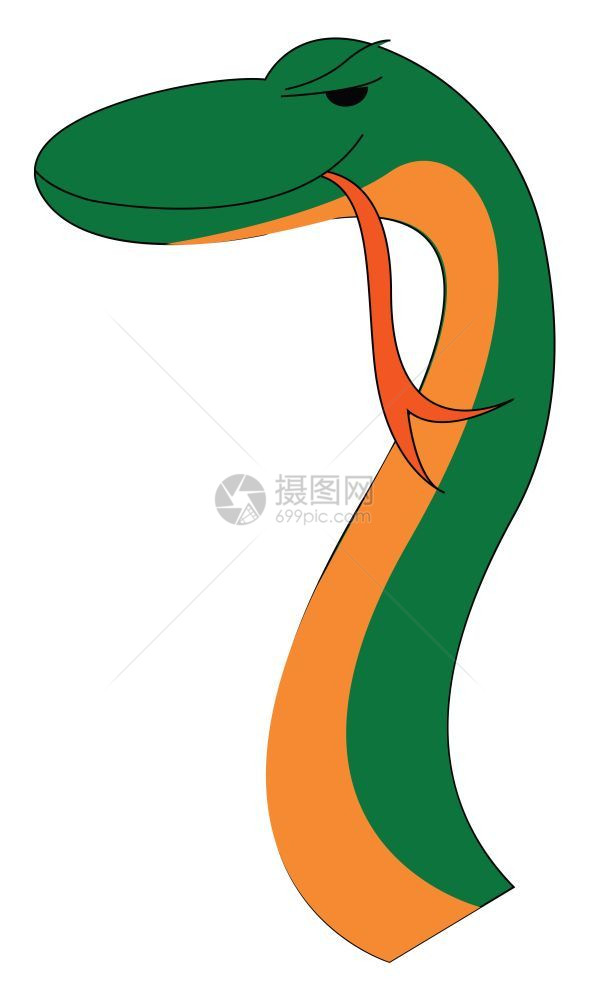 高的蛇脸绿色颜向量彩画或插图图片