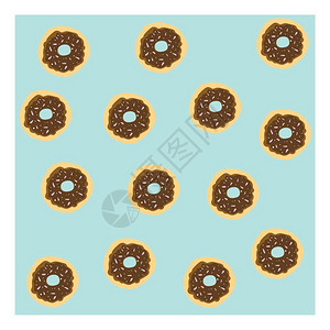 可爱的蓝色背景巧克力甜圈向量彩色画或插图图片