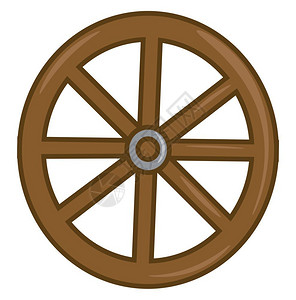 棕色向量彩绘画或插图中的大木轮背景图片