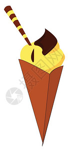 以黄色向量彩绘画或插图的美味芒果锥形冰淇淋图片