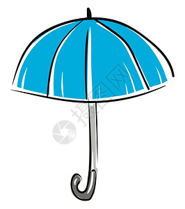 打开蓝色雨伞蓝伞说明插画