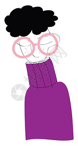 男孩穿紫色毛衣和眼镜矢量说明图片