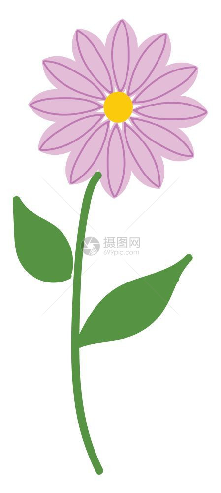 卡通紫色花朵矢量元素图片