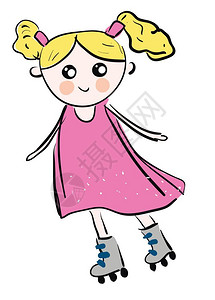 卡通可爱滑冰的小女孩图片