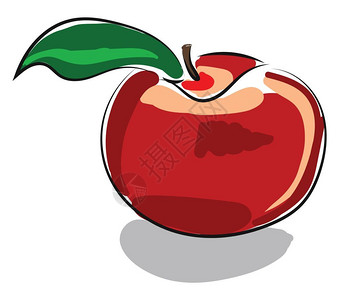 即将被消耗的矢量颜色绘图或插的红苹果漫画图片
