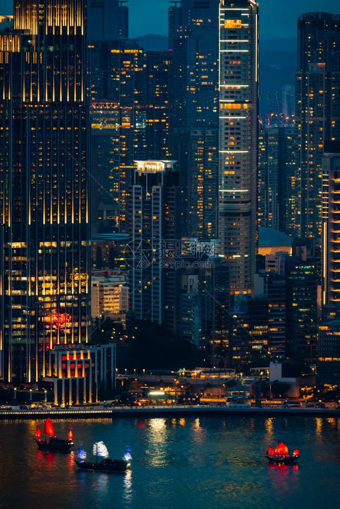 晚上香港市风景山图片