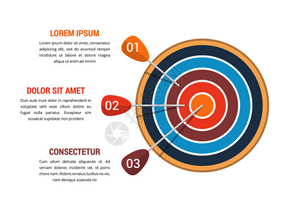 三箭头3达到目标的步骤三箭信息模板步矢量eps10插图插画