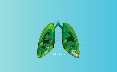 植物病人类肺生态环境卫生医疗背景插画