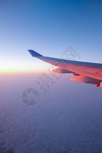 日落时空飞机窗口视图图片
