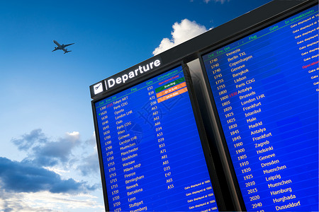 离境退税在机场的航班信息抵达和离境板背景