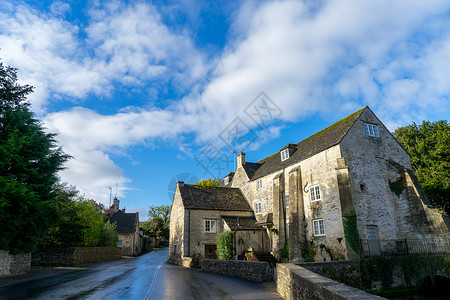 科茨沃尔德路Bibury村Cotswolds村ArlingtonRow英格兰背景