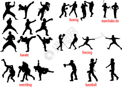 25个各种运动棒球空手道拳击栅栏摔跤和尼查克的圆影图片