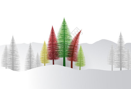 矢量插图圣诞树自然背景图片