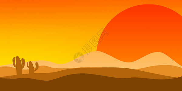 沙漠和仙人掌的景观3D覆盖背景图片