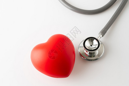 心脏图标和听诊器医疗保健概念图片