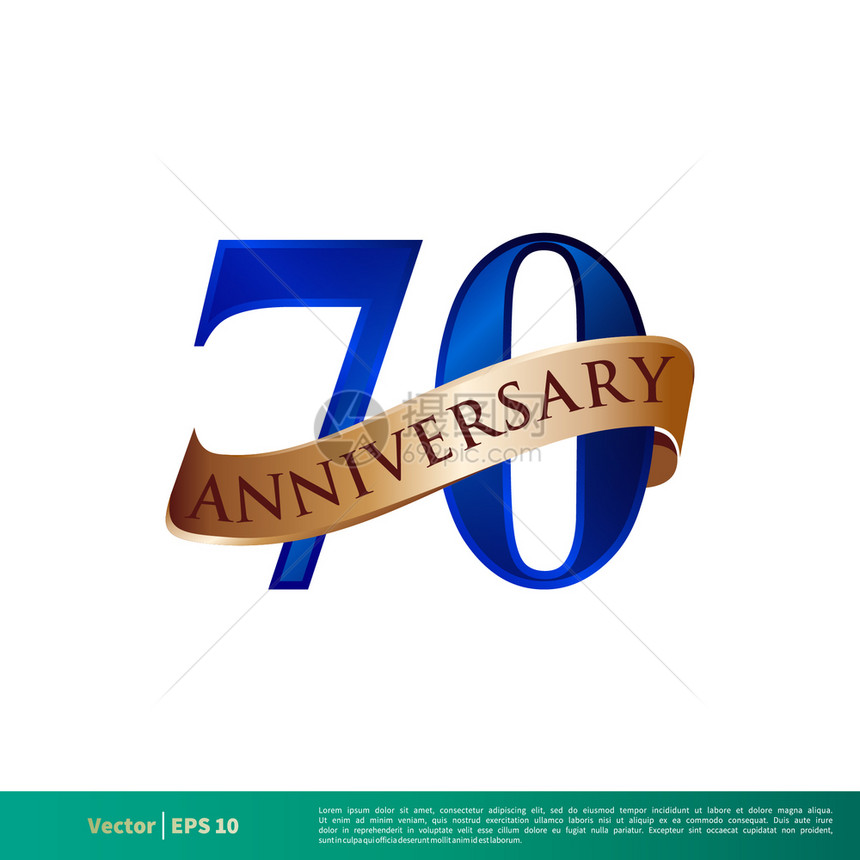 生日纪念70周年庆祝班纳病媒模板说明设计矢量EPS10图片